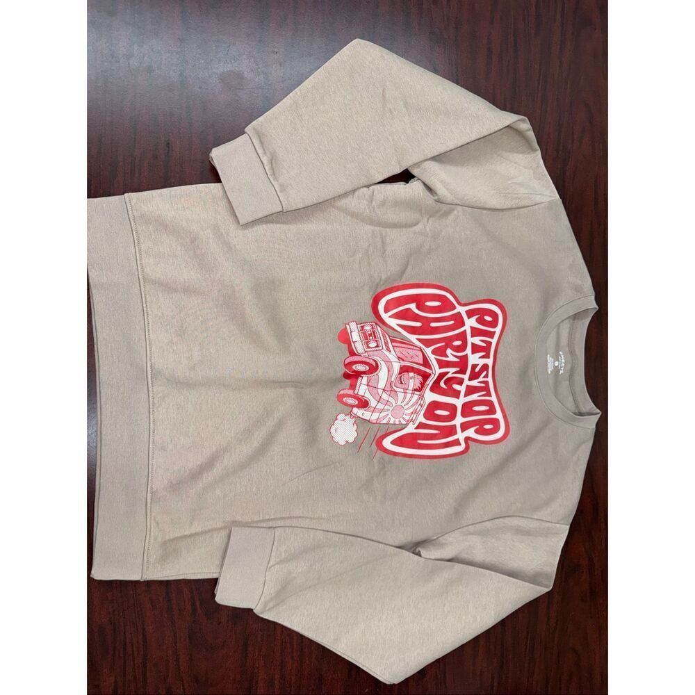 Sheetz Gas Station Merch “Pit Stop Party On” Beige Crewneck Pullover Size Large